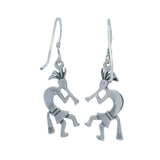 925 Sterling Silver Native American Kokopelli Deity Drop/Dangle Hook Earrings