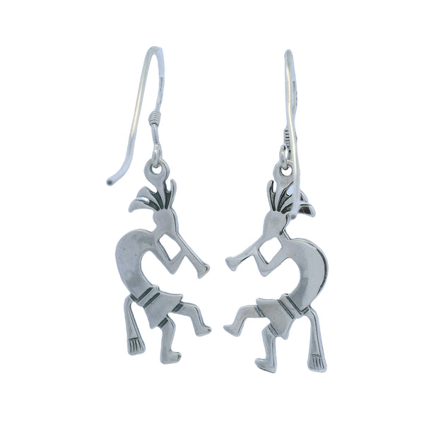 925 Sterling Silver Native American Kokopelli Deity Drop/Dangle Hook Earrings