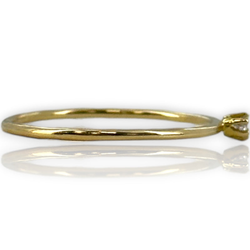 Satomi Kawakita 18kt Yellow Gold Baby White Diamond Solitaire Ring Size 6