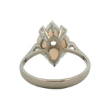 Vintage Solid 18kt White Gold 0.32ctw Diamond and 1.08ctw Opal Cluster Cocktail Ring Size 7