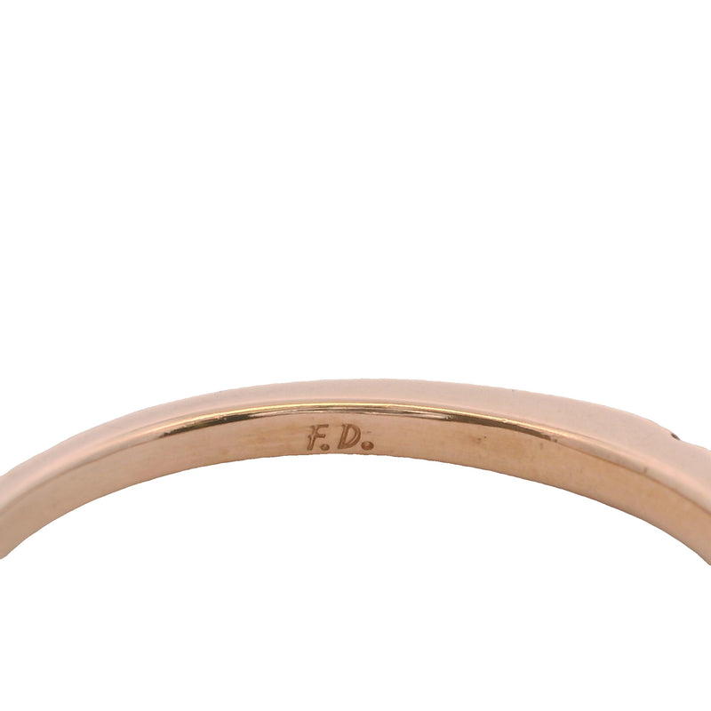 Solid 14kt Rose Gold and Diamond Line 2mm Wide Stackable Band Ring Size 7