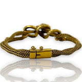 Antique Late Victorian Handmade 14kt Yellow Gold Love Knot/ Snake Bracelet with Center Modern Diamond and Accent Sapphires