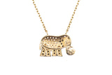 Cubic Zirconia Pave Lucky Elephant Pendant Anchor 14K 585 Yellow Gold Necklace