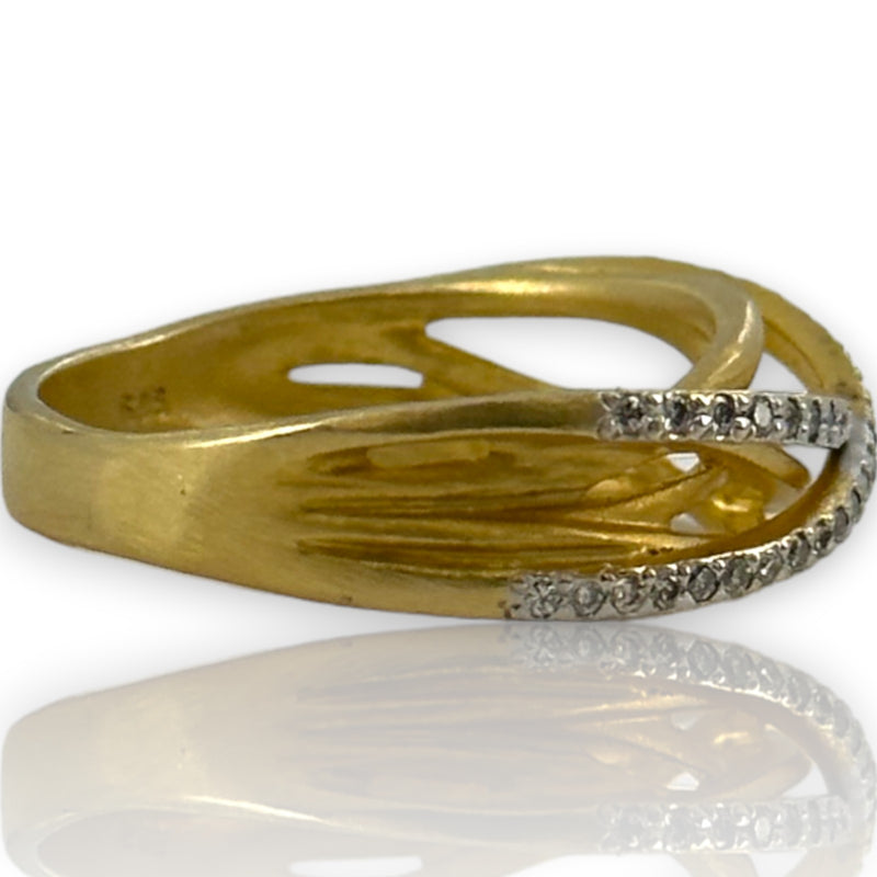 I. REISS Solid 14kt Yellow Gold Gallery Matte-Finish Arch Tube Ring Size 7.5