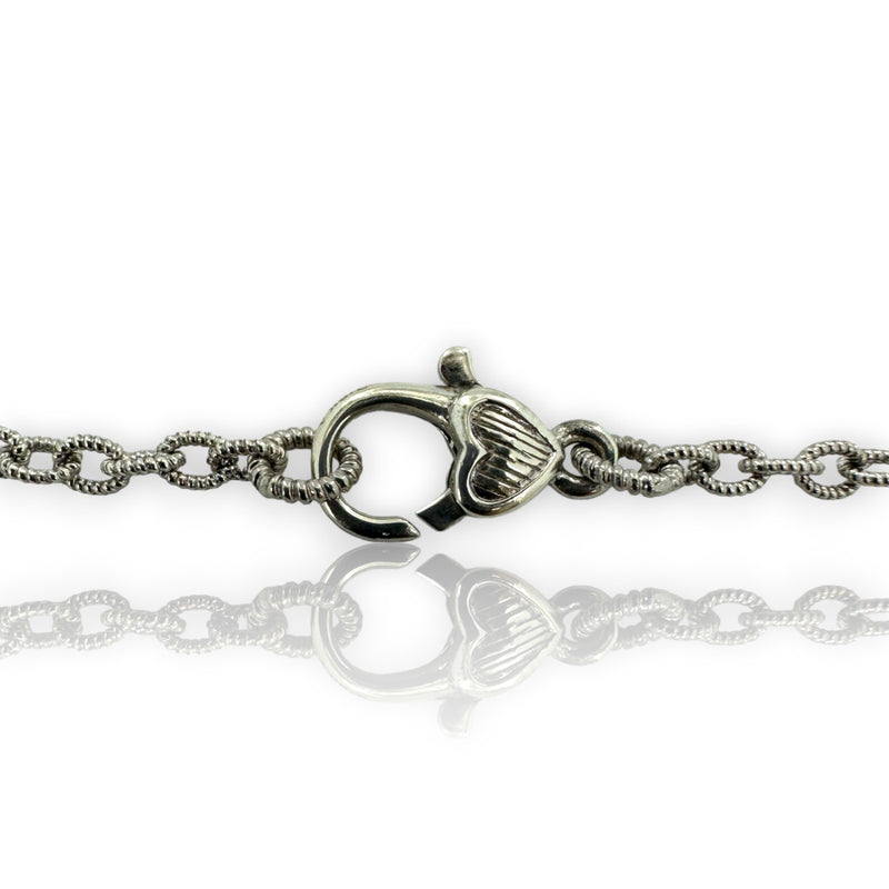 Judith Ripka 925 Sterling Silver and CZ Cubic Zirconia Heart Station Chain Necklace