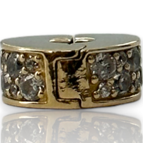 Pandora Solid 14kt Yellow Gold Clear Pave Clip Spacer Charm with CZ Cubic Zirconia Stones Pendant ALE 585