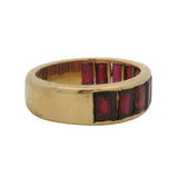Solid 18kt Yellow Gold and Emerald-Cut Almandine Garnet Half-Eternity 6.3mm Wide Band Ring Size 6