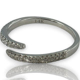 Diamond Spiral Wrap Accent Stacking Ring Size 6.75 14kt White Gold