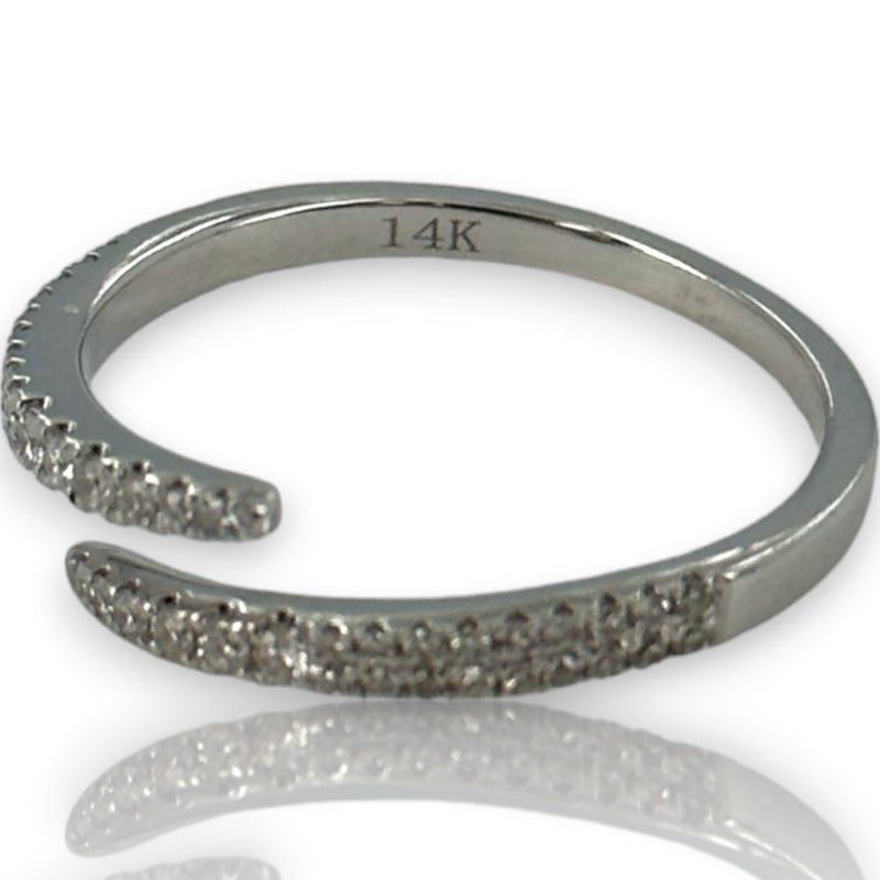 Diamond Spiral Wrap Accent Stacking Ring Size 6.75 14kt White Gold