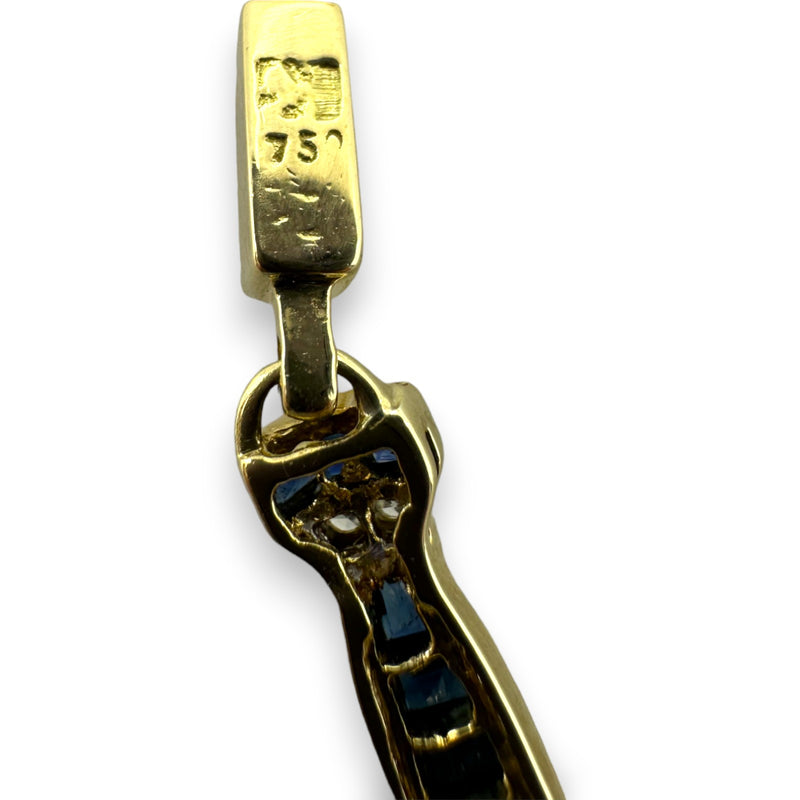Kahn Bros Antique 1930-40s Lab Sapphire and Natural Diamond Alternating Link Bracelet in 18kt Yellow Gold