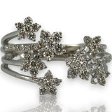LALI Jewels Solid 14kt White Gold Rhodium Plated Open Wrap Ring with 0.75ctw Diamond Flowers Size 6.5