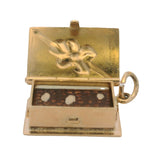 Vintage Mid-Century 14kt Yellow Gold Enamel Openable Box Chocolates Sweets Charm