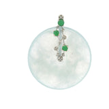 Solid 18kt White Gold Icy Jadeite Chrysoprase and Diamond Circle Donut Pendant