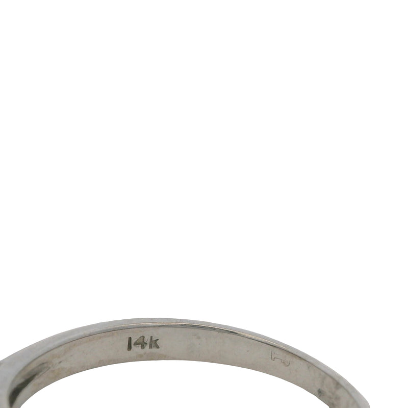 Anillo de oro blanco macizo de 14 kt con solitario de zafiro en forma de corazón y 6 diamantes de acento, talla 7