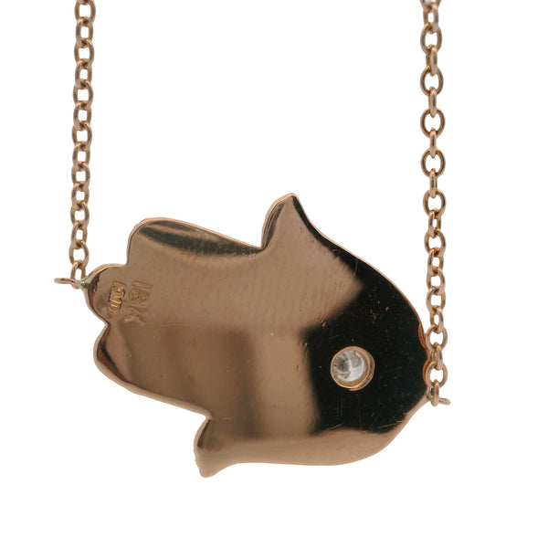 Kimberly McDonald Solid 18kt Rose Gold 6" Hamsa Hand Bracelet with Diamond