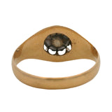 Antique Georgian Silver-Backed Rough Diamond in Victorian 18kt Yellow Gold Belcher Setting Ring Size 10