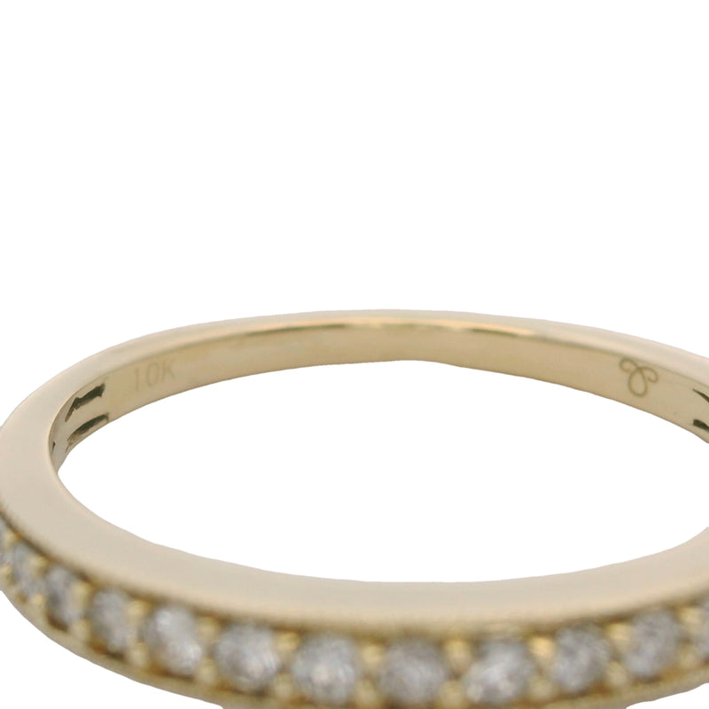 10kt Yellow Gold and Diamond Half-Eternity Stackable Wedding Band Ring Size 7