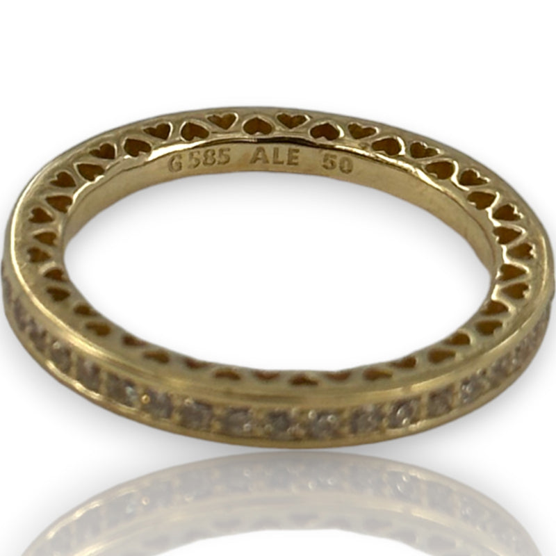 Pandora 14kt Yellow Gold CZ Cubic Zirconia and Enamel Stacking Ring