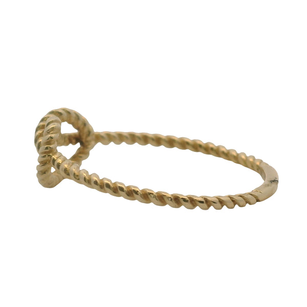 Solid 14kt Yellow Gold Dainty Thin Minimalist Rope Cable Pretzel Knot Ring