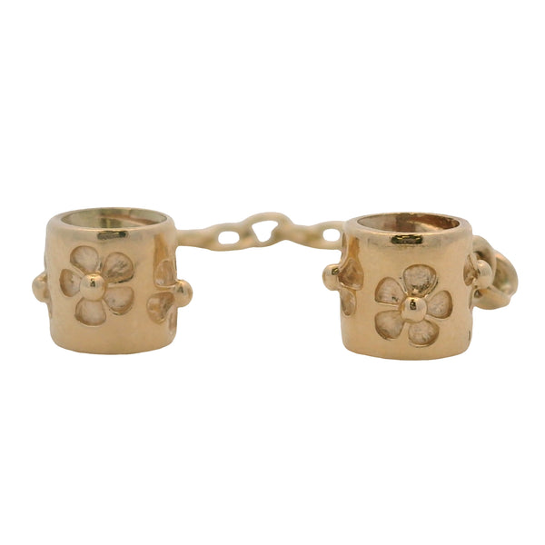 Charm deslizante de cadena de seguridad con flor de oro amarillo macizo de 14 kt retirado de Pandora