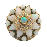 Vintage Solid 18kt Yellow Gold and Opal Thai Princess Cluster Cocktail Ring Size 4