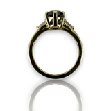 Salt & Pepper Oval Diamond Engagement Ring 14k 585 Yellow Gold Size 6