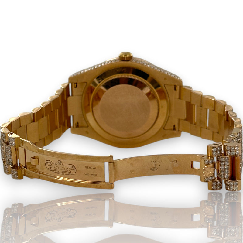 Rolex 218235 Day Date II Diamond Dial President Iced Out 18k Rose Gold 41mm Watch
