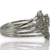 LALI Jewels Solid 14kt White Gold Rhodium Plated Open Wrap Ring with 0.75ctw Diamond Flowers Size 6.5