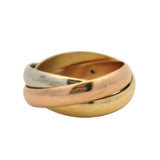 Vintage 80s/90s Cartier Solid 18kt Tri-Tone Gold Trinity Ring Size 5
