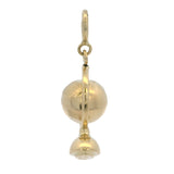 Vintage Turkish Solid 14kt Yellow Gold Spinning Globe Earth Charm with Spring Ring