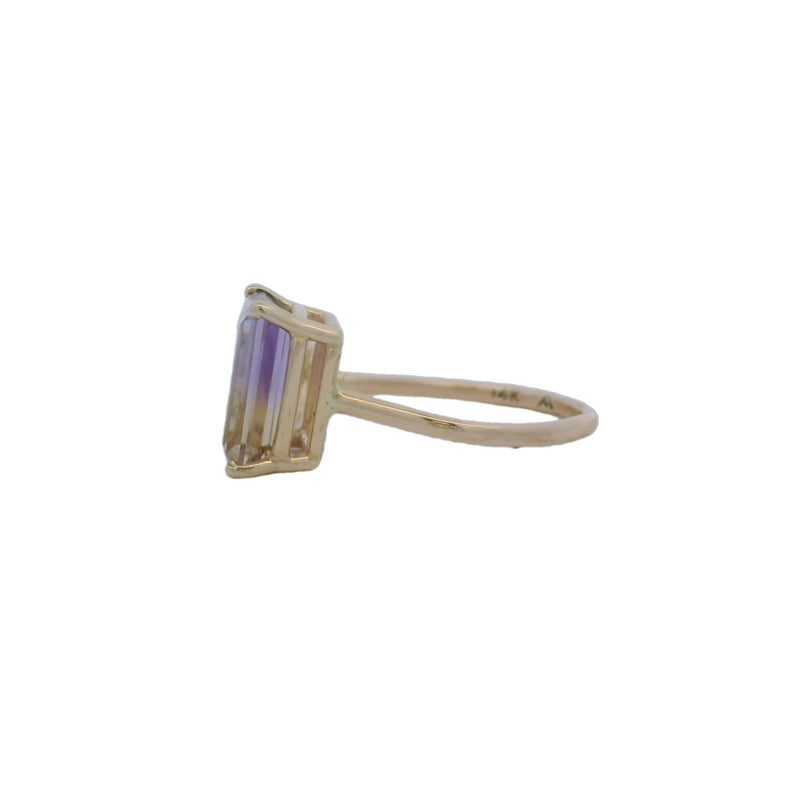 Solid 14kt Yellow Gold Ametrine and Diamond X Wrap Ring Size 7.5