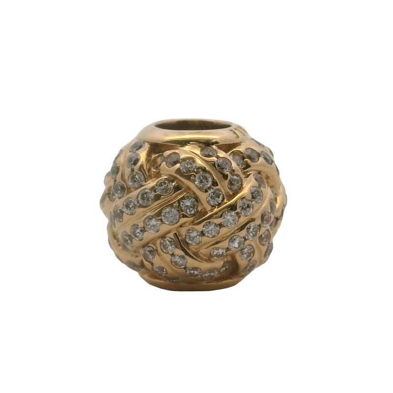 Charm deslizante con nudo de amor brillante de Pandora en oro amarillo sólido de 14 kt 585 y circonita cúbica.
