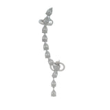 Solid 14kt White Gold and Baguette and Round Diamond Climber Single Dangle Earring with Cuff