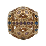 Pandora Rare Retired 14kt Yellow Gold "Color Fresco" Multicolor CZ Spacer Charm