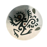 Mexican 925 Sterling Silver Onyx Turquoise and Copper Accent Ozomatli Monkey Brooch