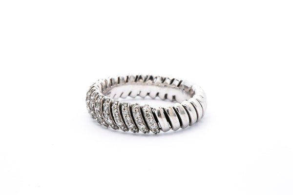 Braided Twisted Pave 14k 585 White Gold Diamond Cluster Cocktail Band Ring Size 6