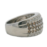 LeVian Solid 14kt White Gold and Cognac Brown and White Diamond Cocktail Ring Size 7