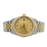Rolex Datejust 16233 36mm Tapestry Champagne Dial 3135 1993 Steel 18K Gold Watch
