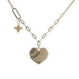 Solid 18kt Yellow Gold Stationed "Love" Heart Diamond Charm Multi-Link Bracelet 7.7"