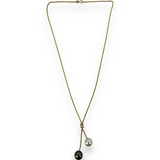 Diamond Tahitian and South Sea Pearl Lariat Necklace 18KT 750 Yellow Gold