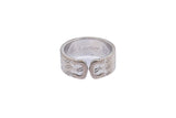 Vintage Cartier Double C Logo Monogram Band 18K 750 White Gold Ring Size 7 1/2