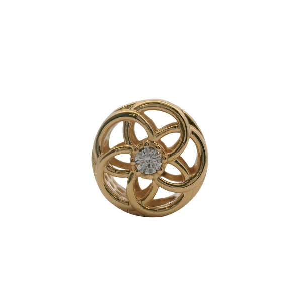 Charm deslizante calado "Loving Bloom" de Pandora en oro amarillo macizo de 14 kt 585 y circonitas cúbicas