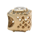 Pandora Solid 14kt Yellow Gold and CZ Square Sparkle Bead Spacer Halo Charm