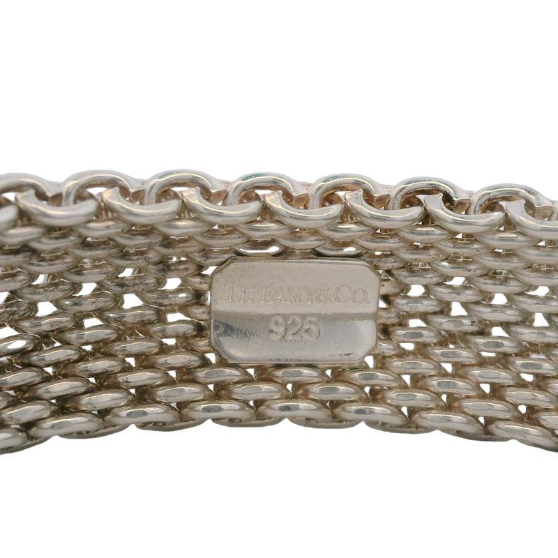 Tiffany & Co 925 Sterling Silver Somerset Mesh Bangle 8.5" 15.5mm Wide Bracelet