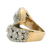Solid 18kt Yellow Gold and VS 2ctw Diamond Large Heart Bypass Statement Ring Size 6.5