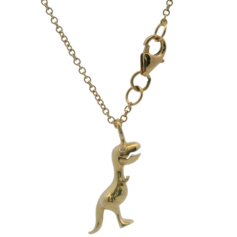 Rare Daniela Villegas X Jurassic Park 25th Anniversary 18" Mini Baby T-Rex and Diamond Pendant Necklace