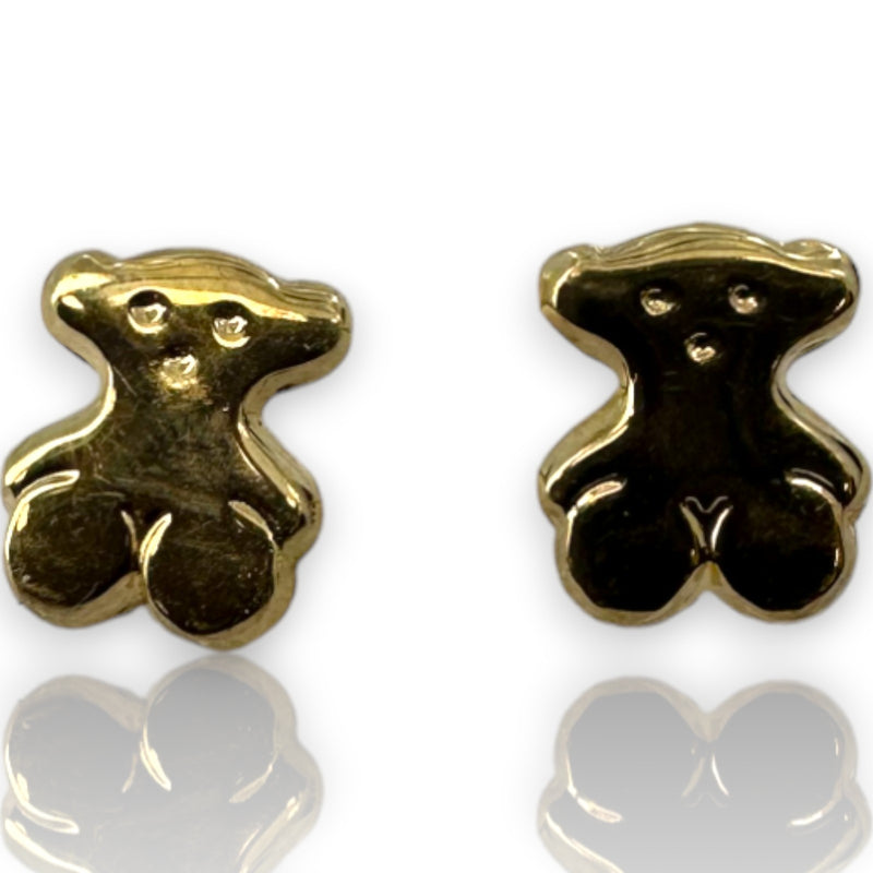 Kids 10k Solid Yellow Gold Teddy Bear Screw-Back Dainty Small Stud Earrings with 18k Earring Backs (1)