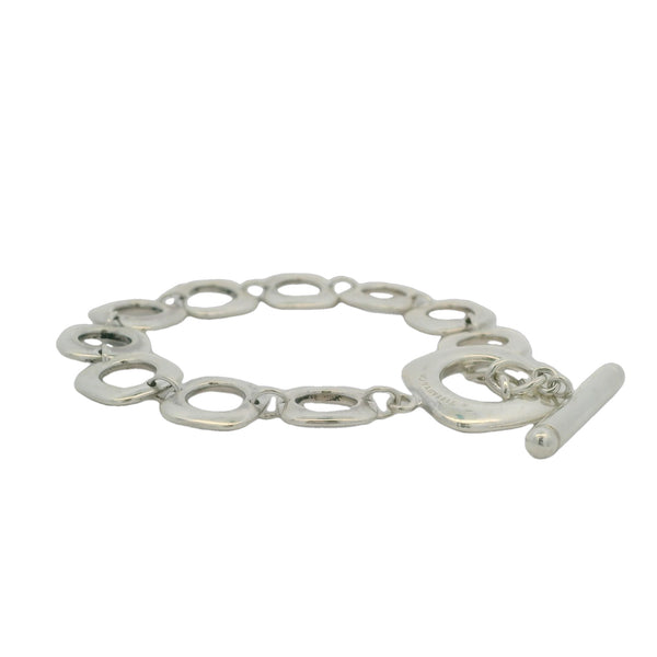 Tiffany & Co 925 Sterling Silver Open Square Cushion Link Toggle Bracelet 7.5"