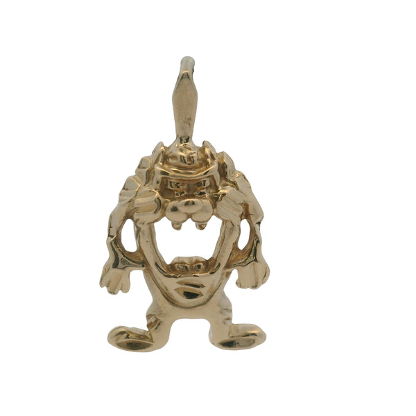 Vintage 1990 Warner Brothers Solid 14kt Yellow Gold Tasmanian Devil Charm