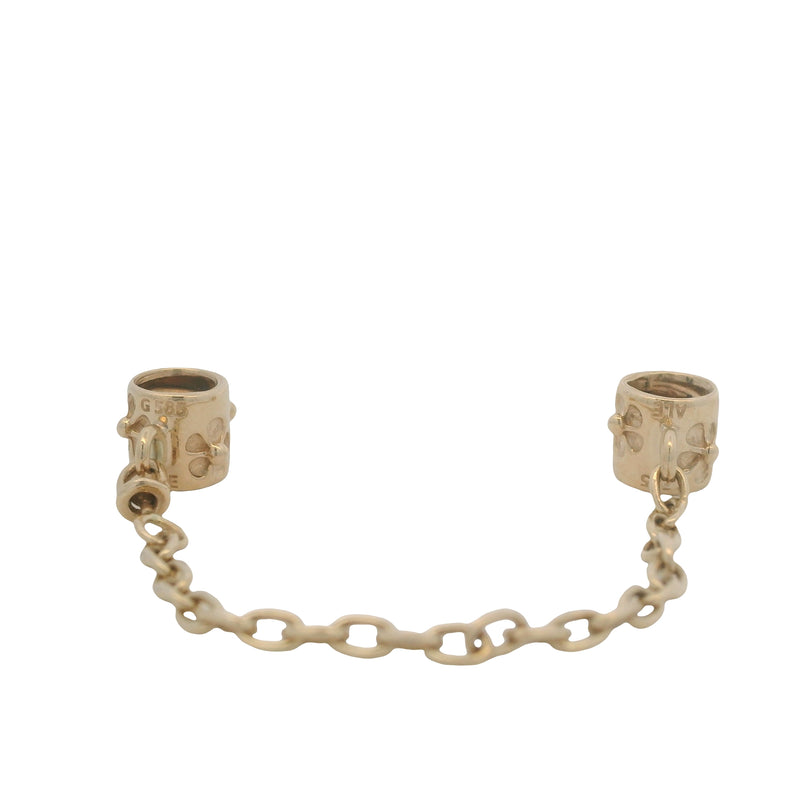 Pandora Retired Solid 14kt Yellow Gold Floral Safety Chain Spacer Charm